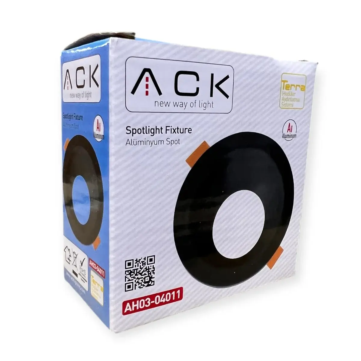 ACK Terra Siyah Sıva Altı Spotlıght Yuvarlak AH03-04011
