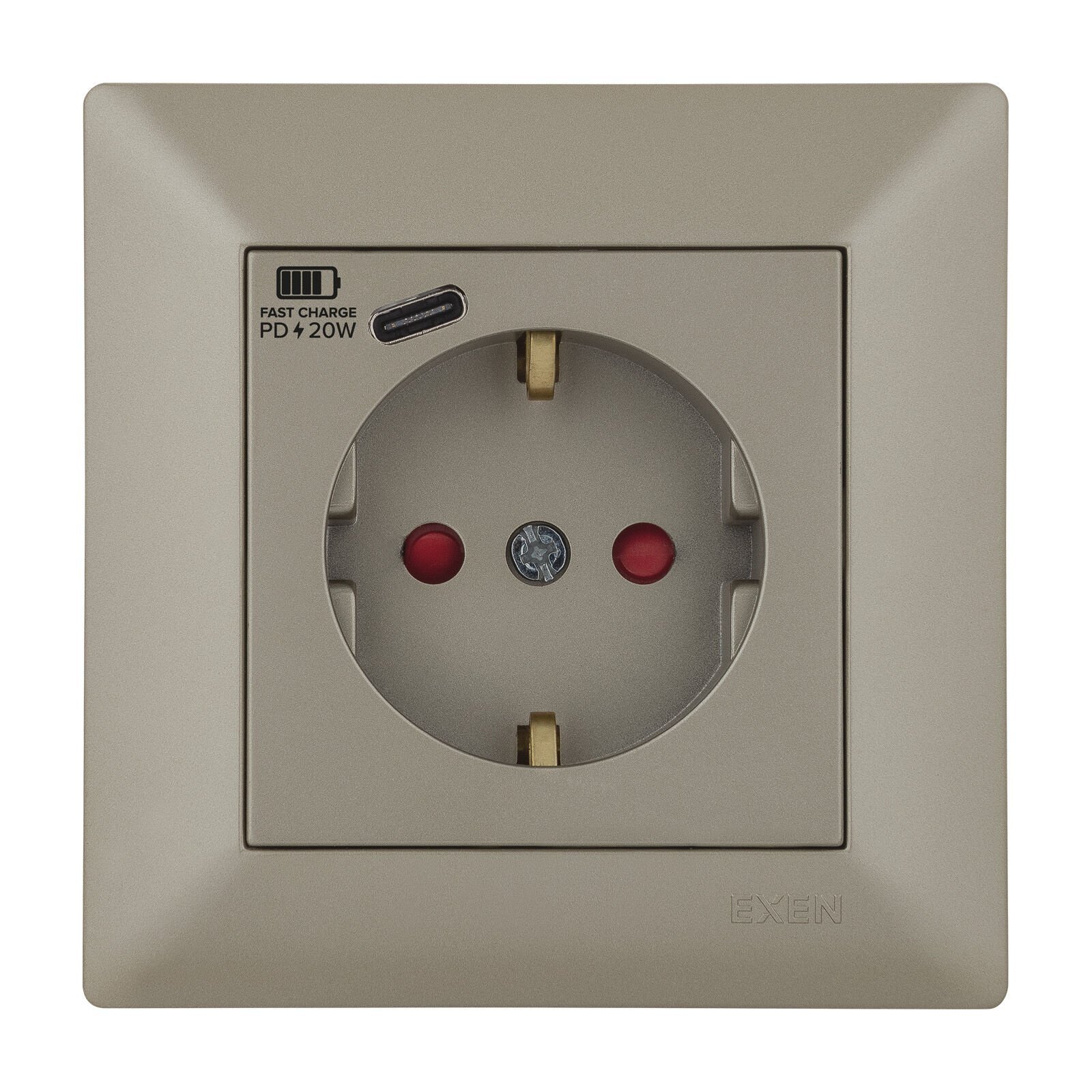 Exen Odak Titanyum Toprakli Priz + Type-C Komple Takim