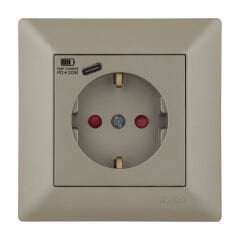 Exen Odak Titanyum Toprakli Priz + Type-C Komple Takim