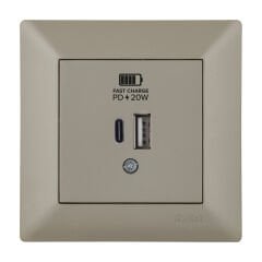 Exen Odak Titanyum 2X Usb Sarj Prizi Type-C + Type-A Komple Takim