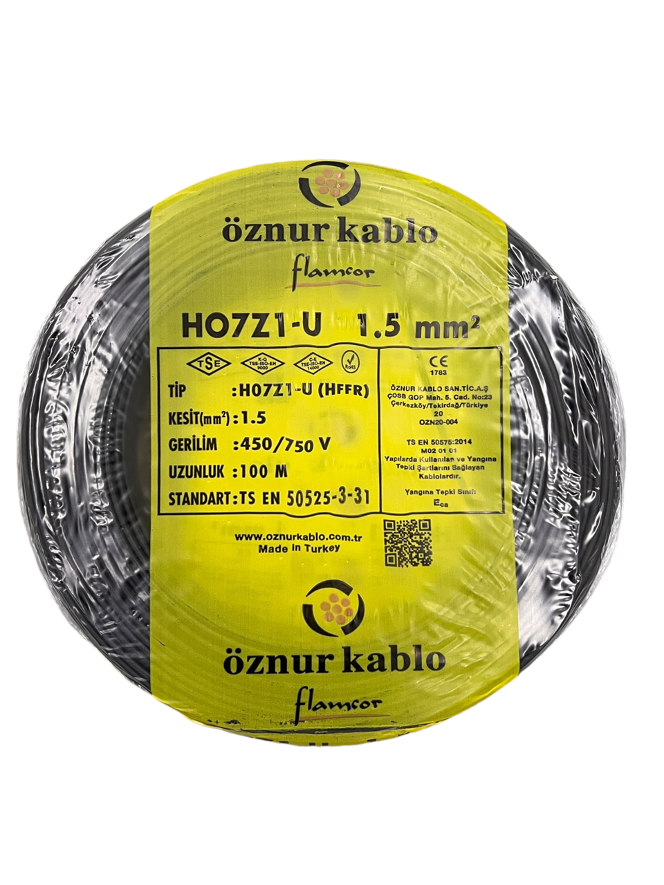 Öznur 1,5 Mm Nya Siyah Halogen Free H0(5/7V)U/R