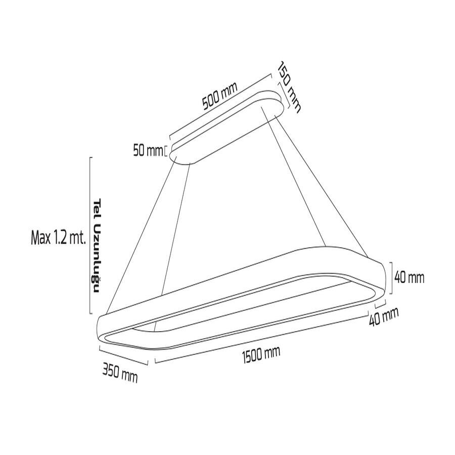 Goya Gy 8262-35X150 Siyah Kasa 3000K Dekoratif Sarkıt Armatür