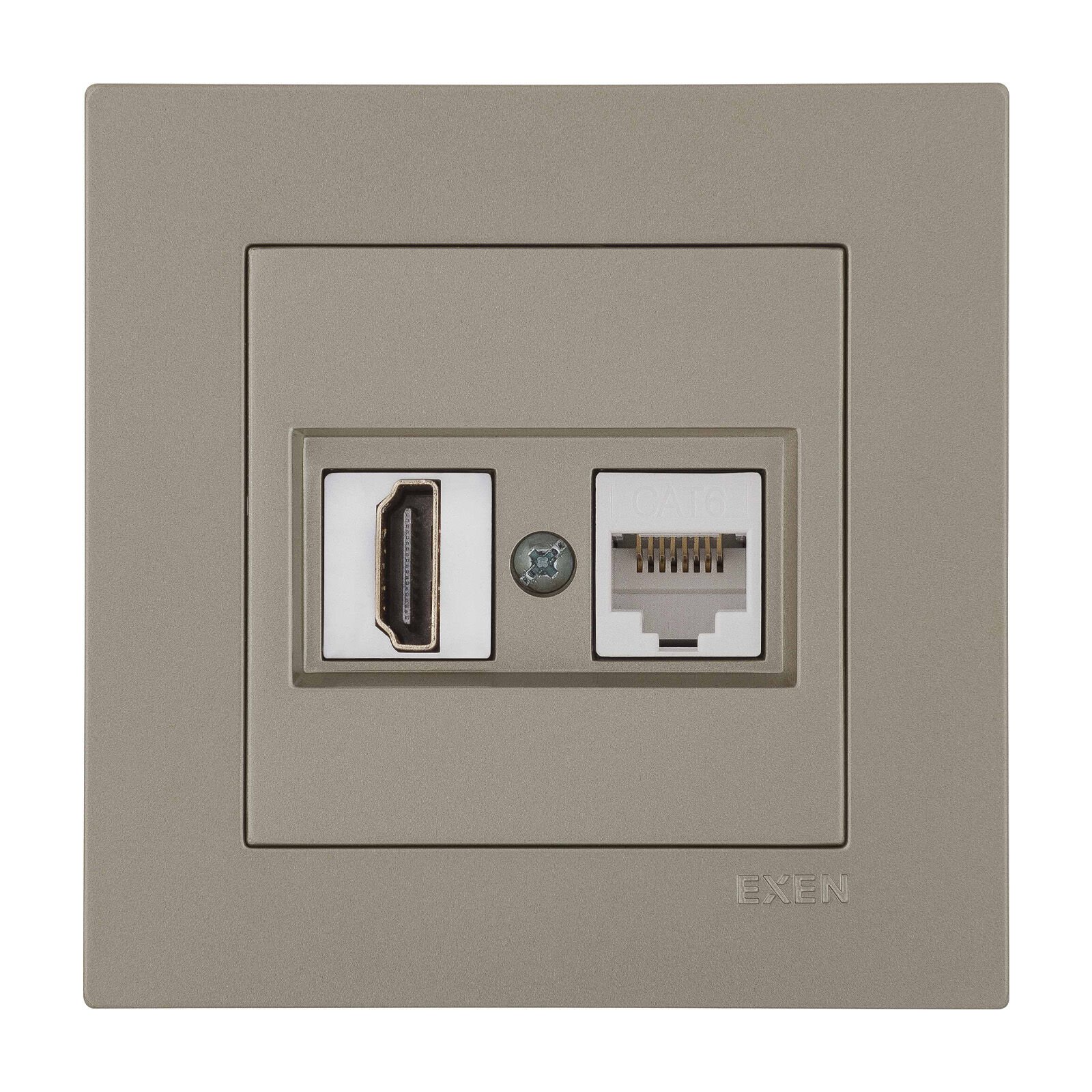 Exen Karell Titanyum Hdmi+Data Priz Jakli Komple Takim