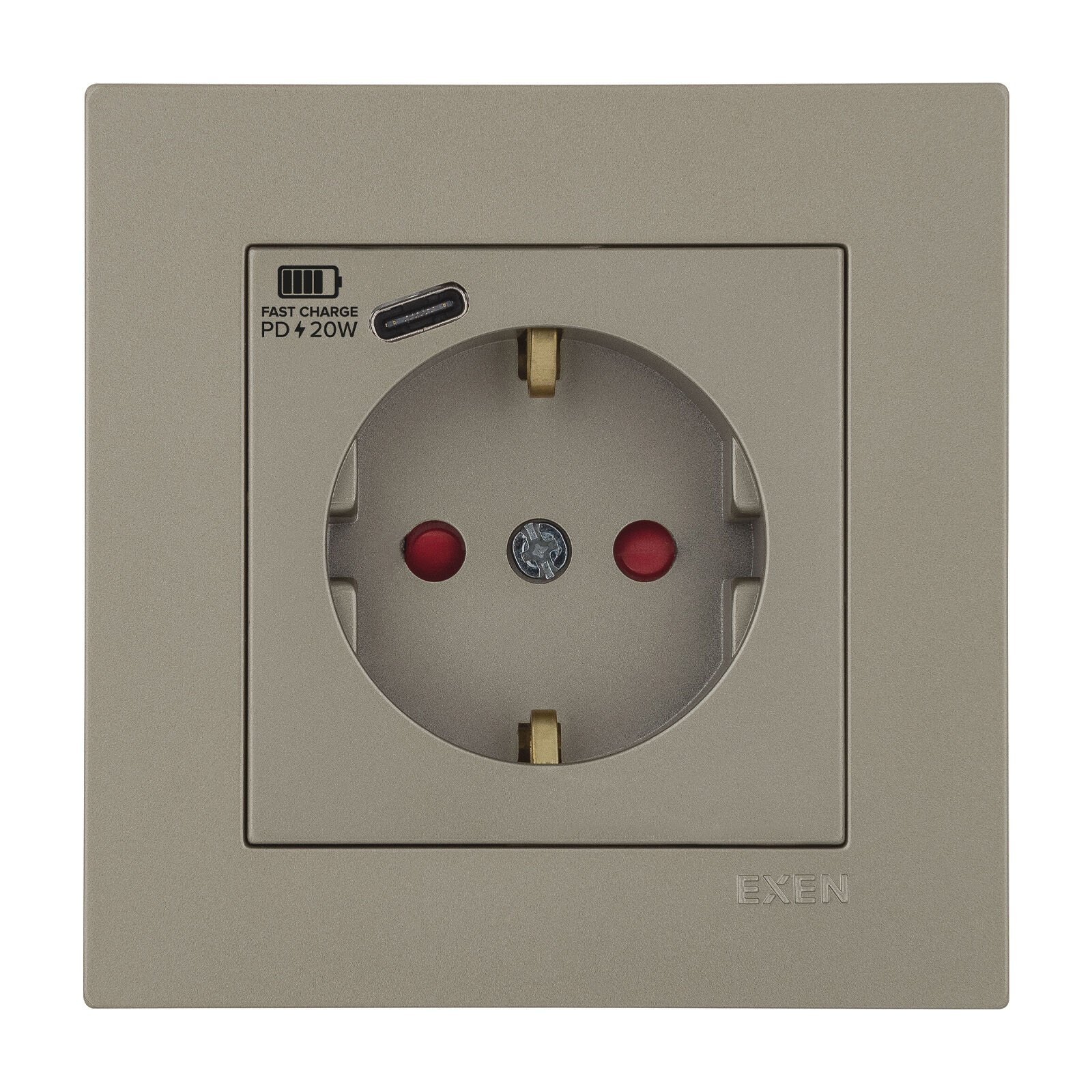 Exen Karell Titanyum Toprakli Priz + Type-C Komple Takim