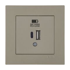 Exen Karell Titanyum 2X Usb Sarj Prizi Type-C + Type-A Komple Takim