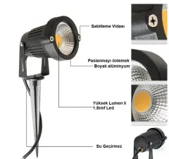 Cata 5 Watt Çim Kazığı Bahçe Armatürü CT-7300 Mavi Işık