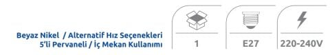 Vanti Beyaz Tavan Tip Vantilatör 60w KCF278