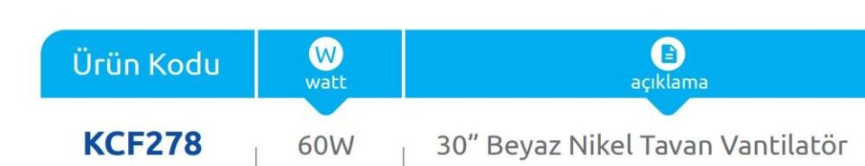 Vanti Beyaz Tavan Tip Vantilatör 60w KCF278