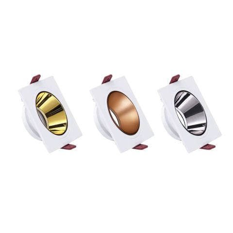 ACK Beyaz Kare Çerçeve / Gold Reflektör Sıva Altı Spotlıght AH03-07010