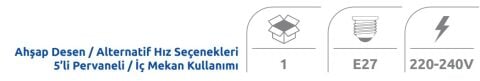 Vanti Beyaz Ahsap Tavan Armatür 60W KCF281