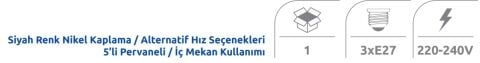 Vanti 60W Siyah Kaplama Tavan Vantilatör KCF284