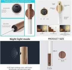 Cata Kumru Şarjlı Led Aplik Hareket Sensörlü Ct-5250 Meşe Renk