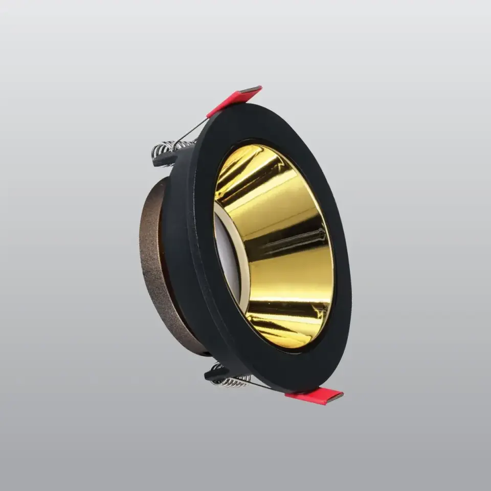 ACK Siyah Yuvarlak Çerçeve / Gold Reflektör  Sıva Altı Spotlıght AH03-07211
