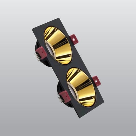 ACK Siyah Çift Kare Çerçeve / Gold Reflektör Sıva Altı Spotlıght AH03-07311