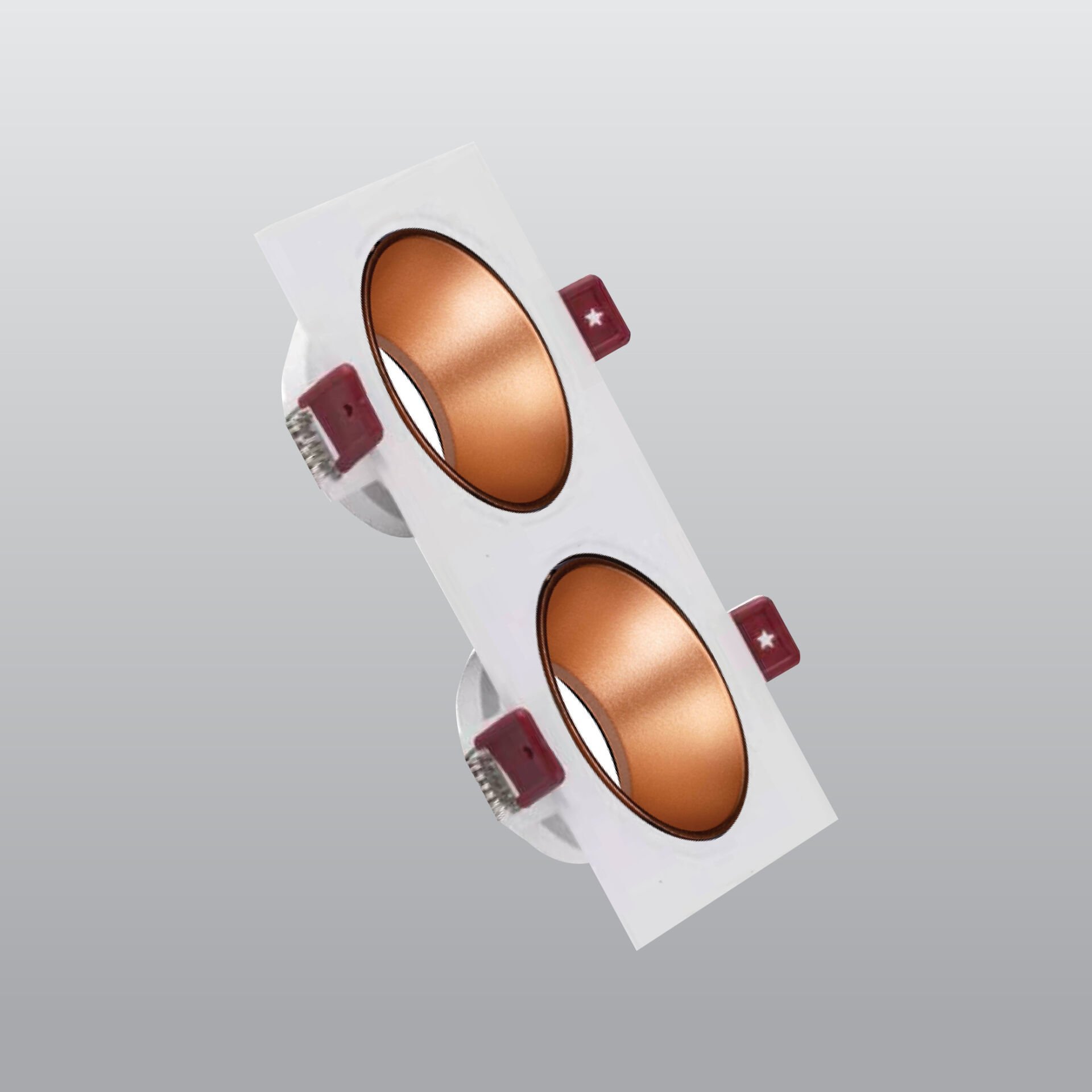 ACK  Beyaz Çift Kare Çerçeve / Sandy Rose Gold Reflektör Sıva Altı Spotlıght AH03-07320