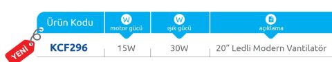 Vanti 15W 20” Ledli Modern Tavan Vantilatörü KCF296
