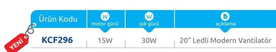 Vanti 15W 20” Ledli Modern Tavan Vantilatörü KCF296
