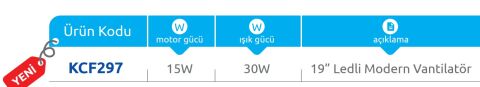 Vanti 15W 20” Ledli Modern Tavan Vantilatörü KCF297