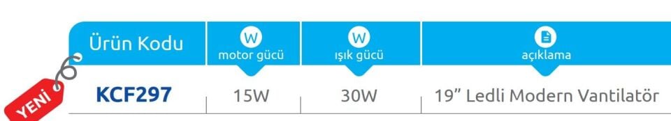 Vanti 15W 20” Ledli Modern Tavan Vantilatörü KCF297