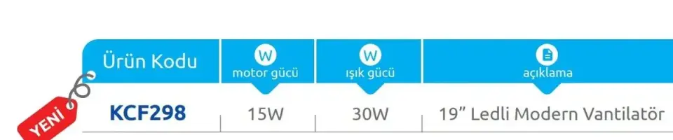 Vanti 15W 20” Ledli Modern Tavan Vantilatörü KCF298