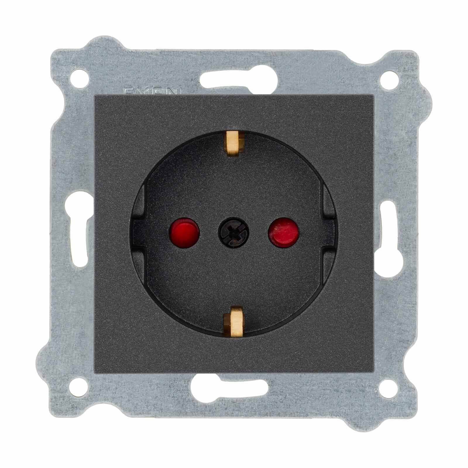 Exen Antrasit Modül+Kapak  Çocuk Korumali Toprakli Priz