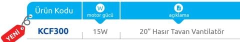 Vanti 15W 20” Hasir Tavan Vantilatörü KCF300