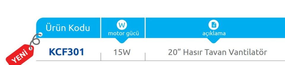 Vanti 15W 20” Hasir Tavan Vantilatörü KCF301