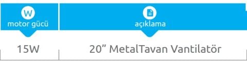 Vanti 15W 20” Metal Tavan Vantilatörü KCF302