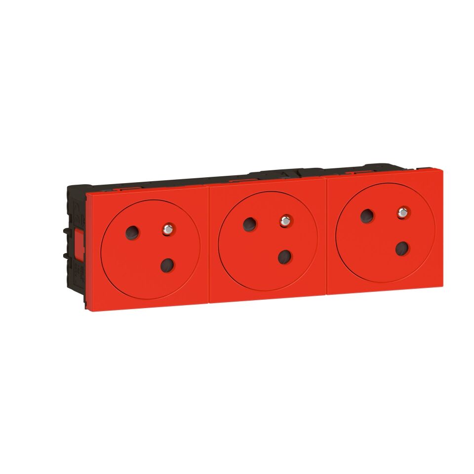Legrand  Üçlü Düz Yüzey UPS Priz, 45° , Ç.k , Otomatik,16A, 250V~, 6M, Kırmızı LEG-278173L