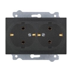 Exen Antrasit Modül+Kapak  Ikili Toprakli Priz (Comfort)