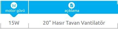 Vanti 15W 20” Hasir Tavan Vantilatörü KCF305