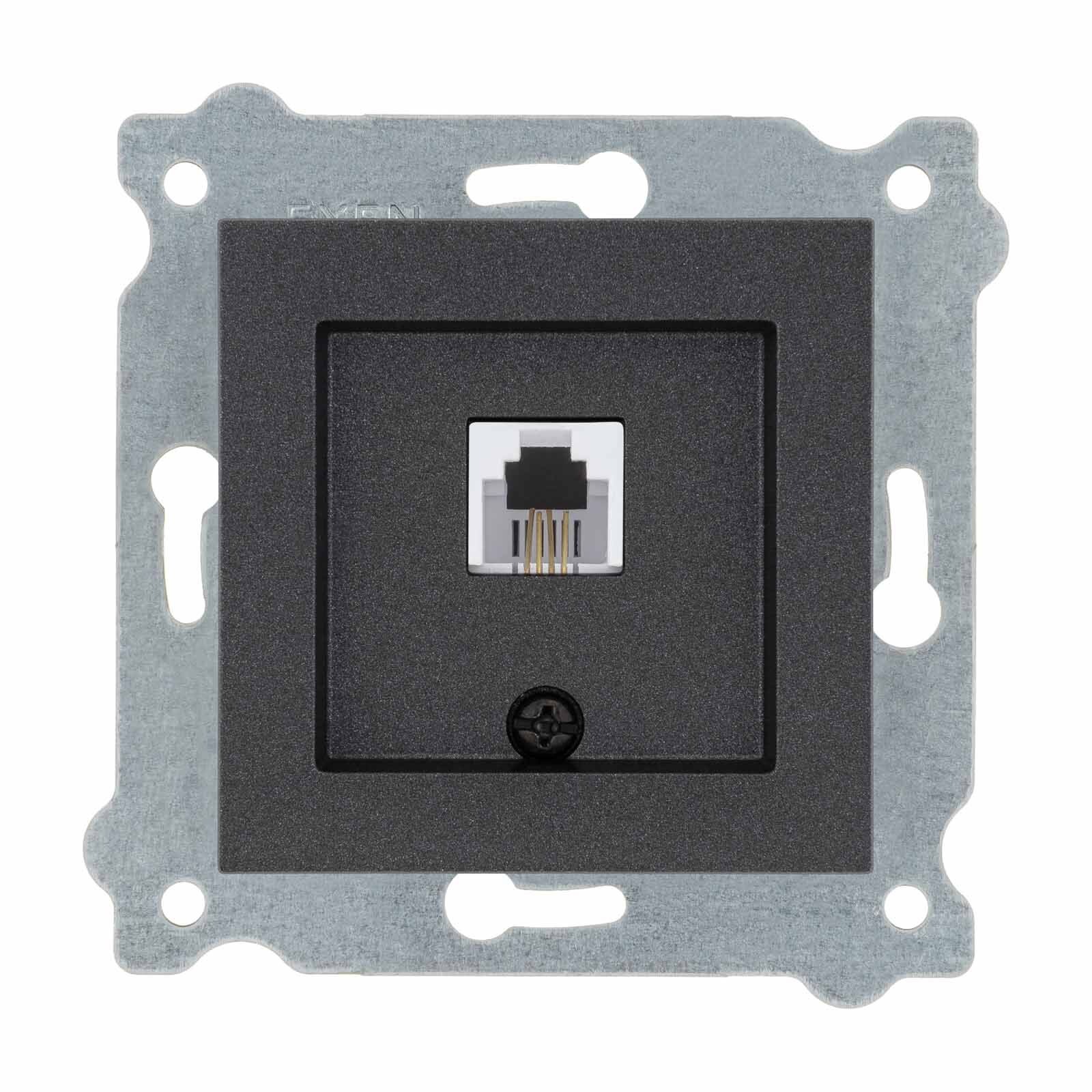 Exen Antrasit Modül+Kapak  Nümeris Telefon Prizi (Rj11 Kablolu)