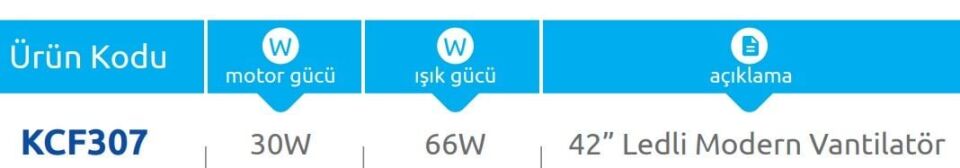 Vanti 30w 42” Smart Ledli Modern Vantilatör KCF307 Beyaz