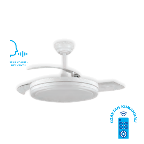 Vanti 30w 42” Smart Ledli Modern Vantilatör KCF307 Beyaz