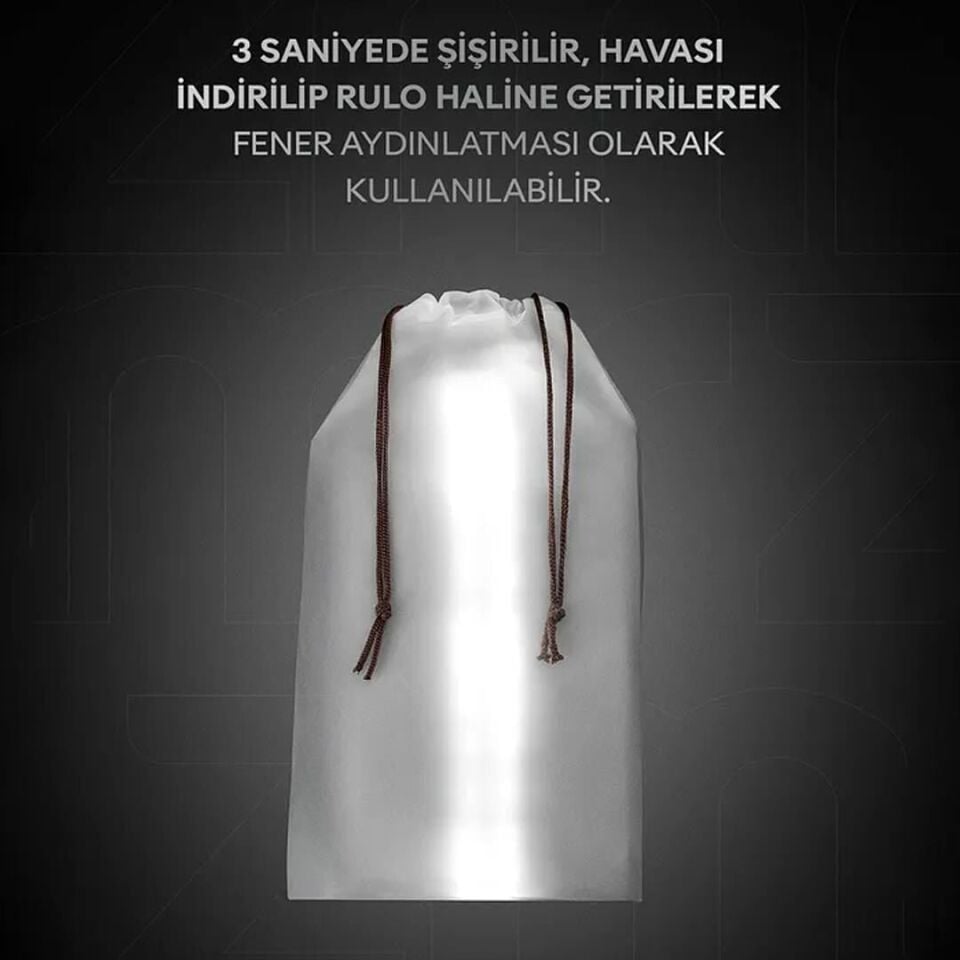ZMR ZMR-385 Katlanır Şişirilebilir Beyaz Ledli Aydınlatma Tüpü USB Ve Güneş Enerjisi Şarjlı Armatür