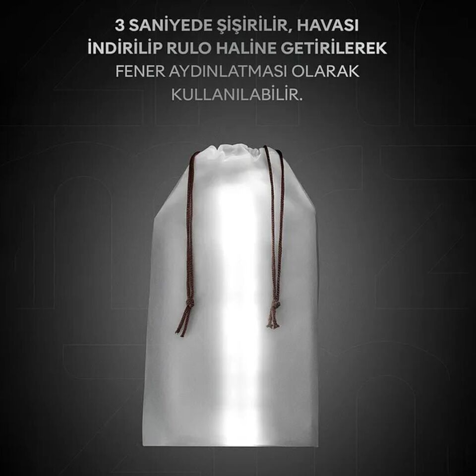 ZMR ZMR-385 Katlanır Şişirilebilir Beyaz Ledli Aydınlatma Tüpü USB Ve Güneş Enerjisi Şarjlı Armatür