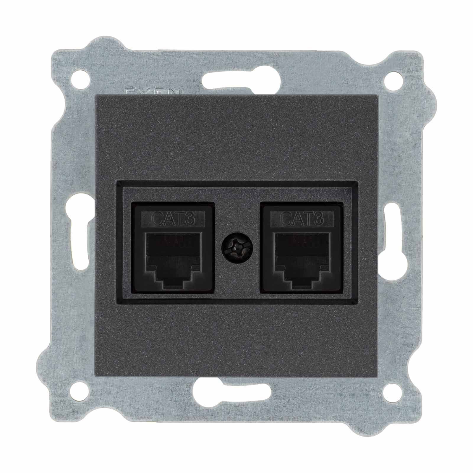 Exen Antrasit Modül+Kapak  Ikili Nümeris Telefon Prizi (2Xrj45 Cat3)