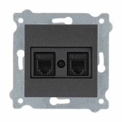 Exen Antrasit Modül+Kapak  Ikili Nümeris Telefon Prizi (2Xrj45 Cat3)