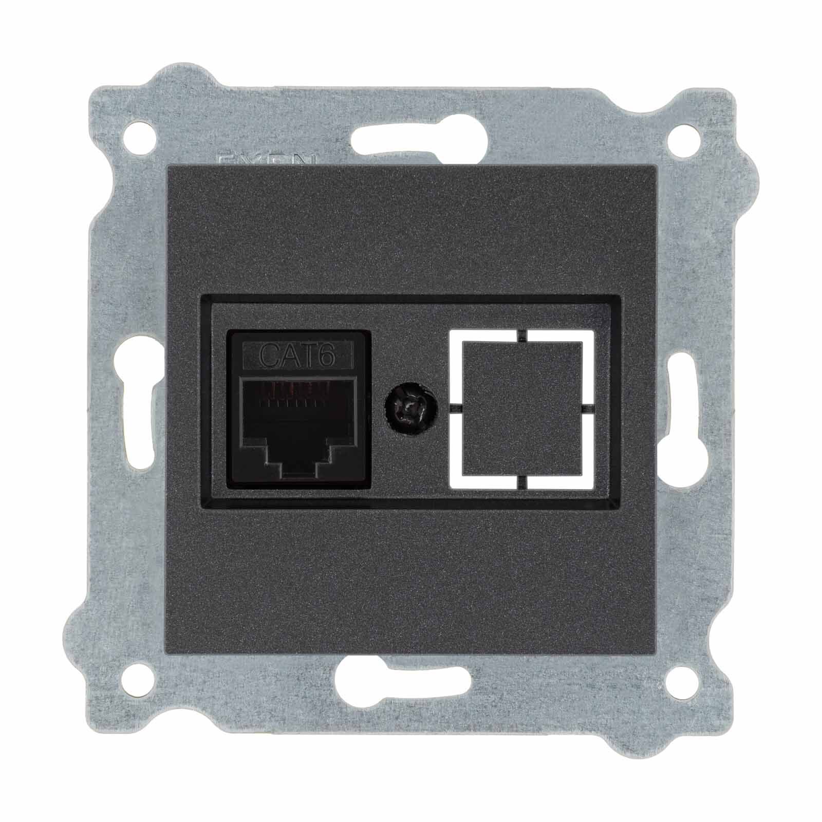Exen Antrasit Modül+Kapak  Tekli Data Prizi Cat6