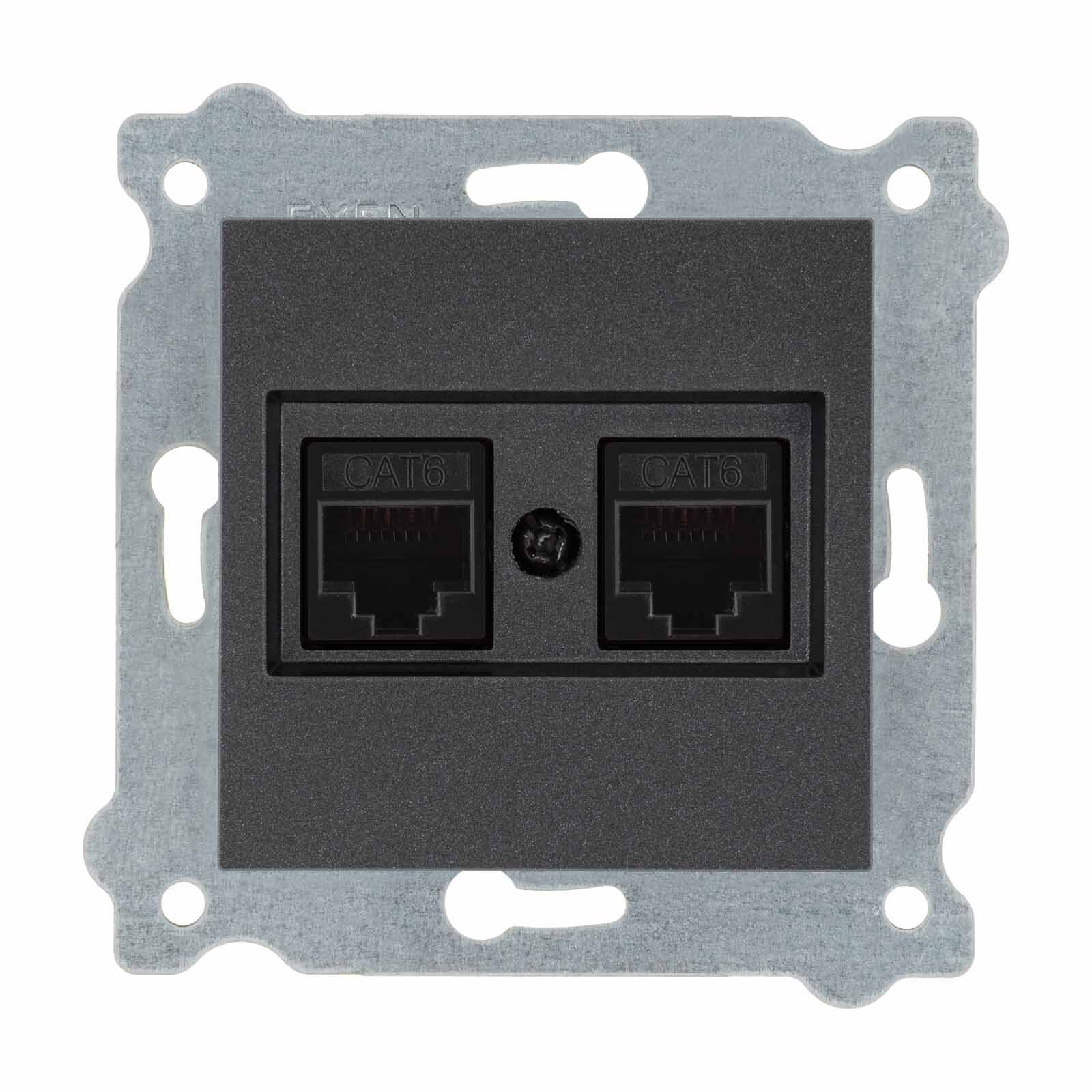 Exen Antrasit Modül+Kapak  Ikili Data Prizi Cat6