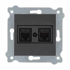 Exen Antrasit Modül+Kapak  Ikili Data Prizi Cat6