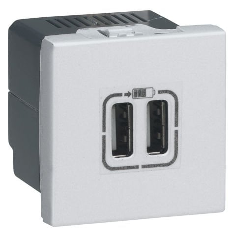 Legrand  İkili USB Şarj Prizi, A Tipi, 230V~, 5VDC - 2.4A, 12W, 2M, Beyaz LEG-278594L