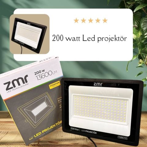 ZMR 200W Ultra Slim Led Projektör 6500K Beyaz
