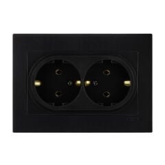 Exen Karell Metalik Siyah Ikili Toprakli Priz Komple Takim