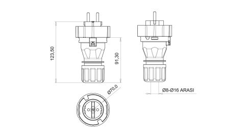 Bemis  Düz Fiş IP68 BS1-1402-7011