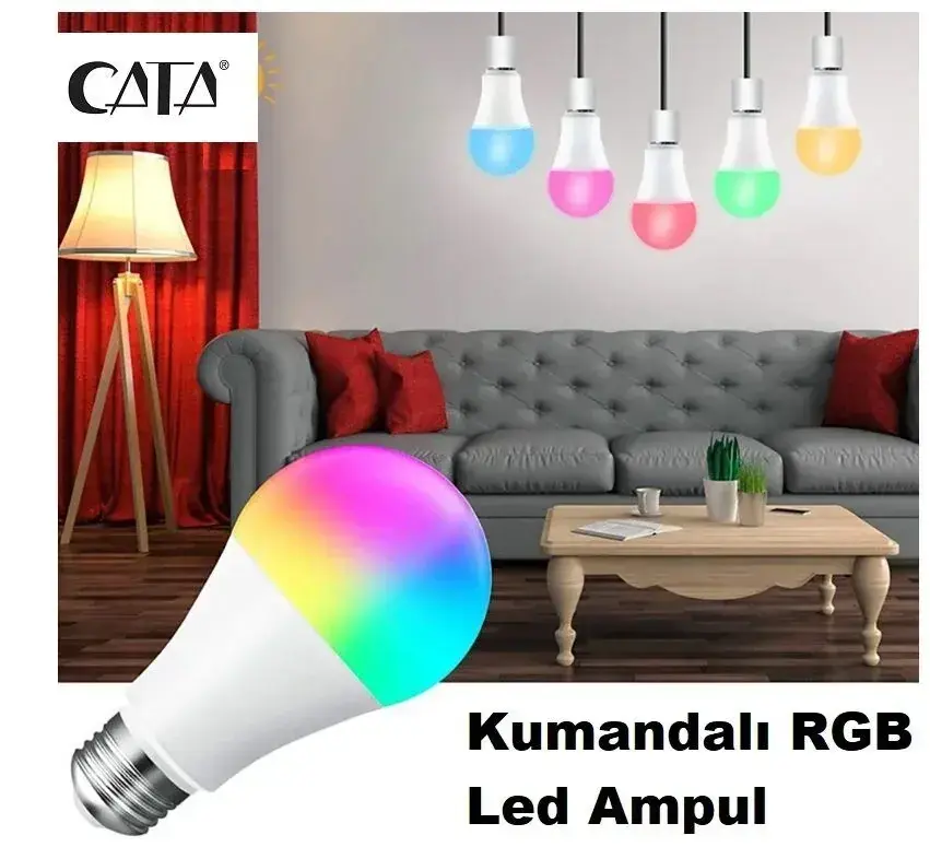 CT-4058 Cata Uzaktan Kumandali Rgb Led Ampul  Beyaz Isik