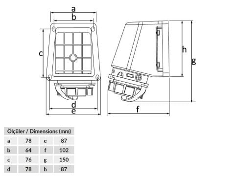 Bemis  90° Eğik Duvar Priz IP68 BS1-1402-7535