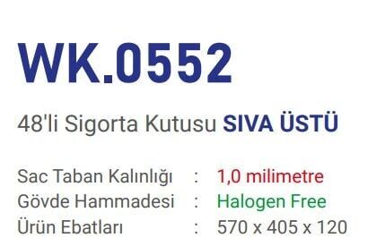 Cetsan 48li W. Otomat Kutusu Siva Üstü H.F WK.0552