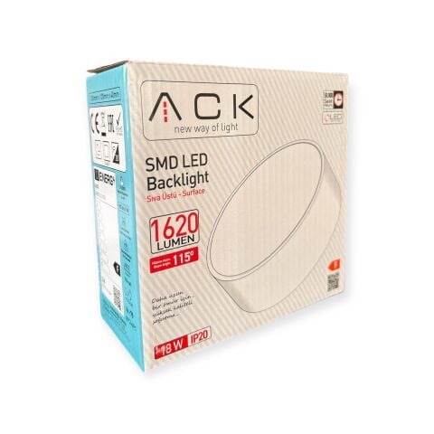 ACK 18W Siyah 4000K Siva Üstü Yuvarlak Led Panel AP05-01811