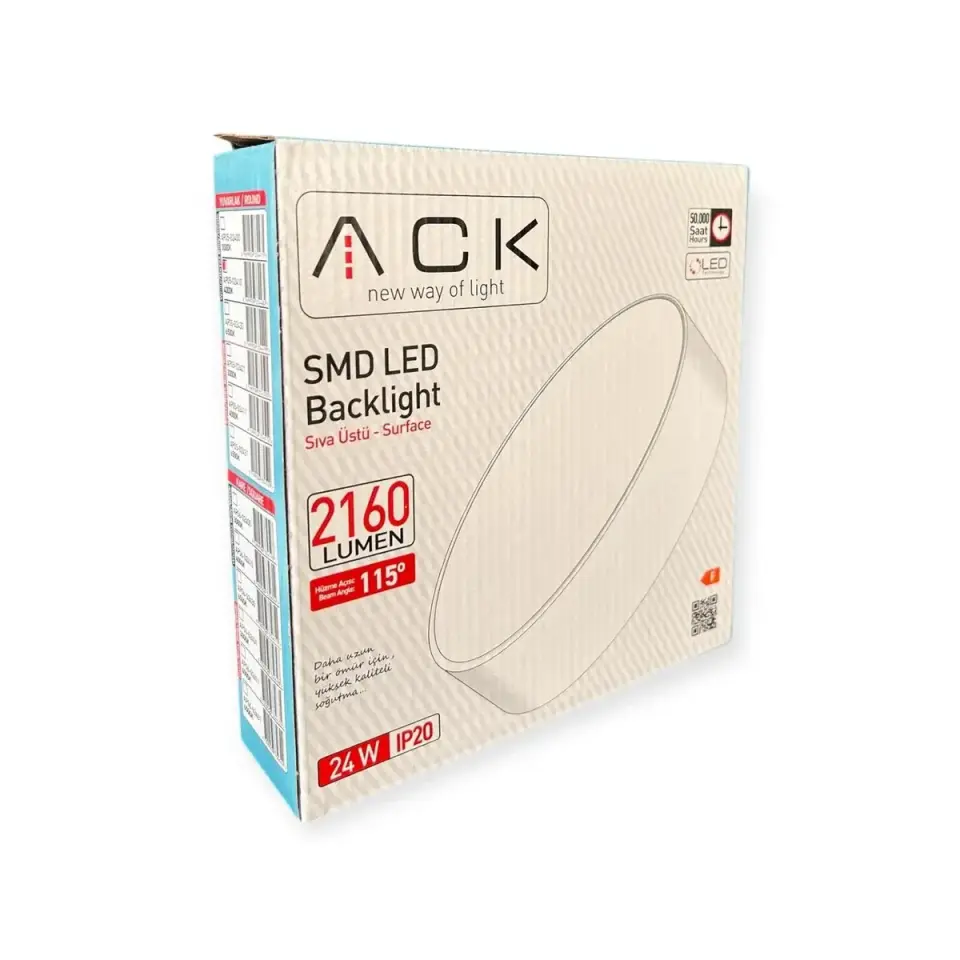 ACK 24W Beyaz 4000K Siva Üstü Yuvarlak Led Panel AP05-02410